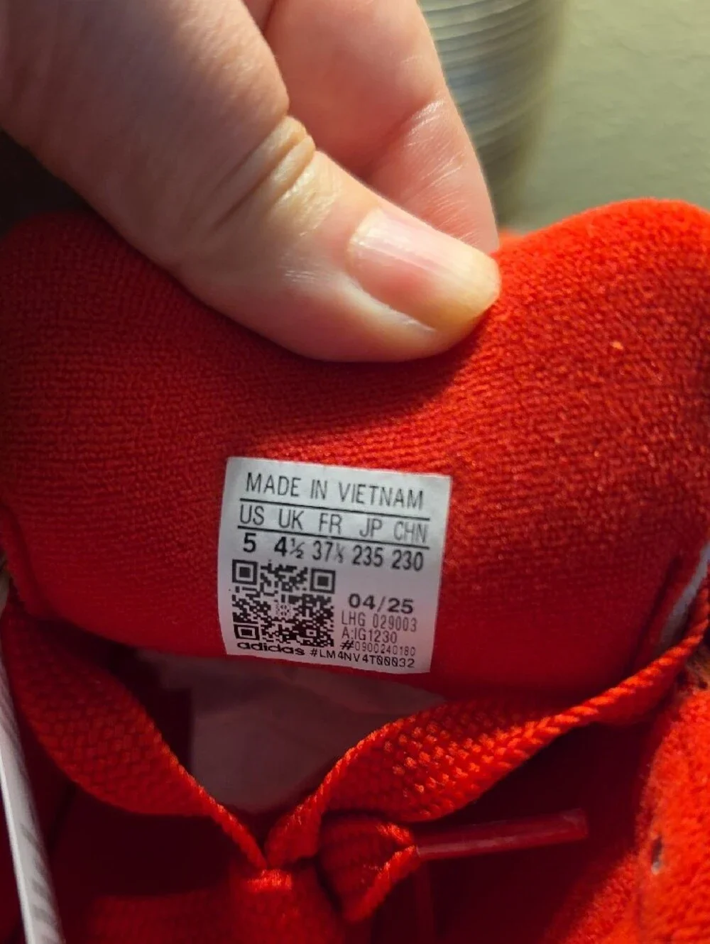 adidas Red Suede Sneakers with White Stripes 5Y